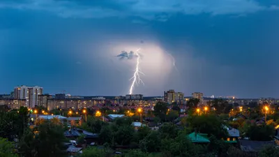 гроза, дома, природа