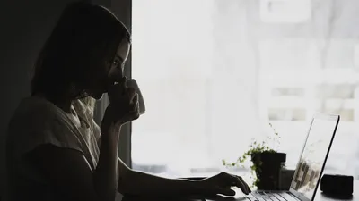 девушка, ноутбук, работа